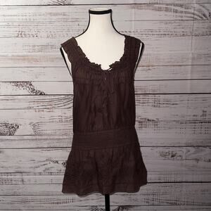 American star Brown Embroidered Ruffle Tank Top women’s Size Medium